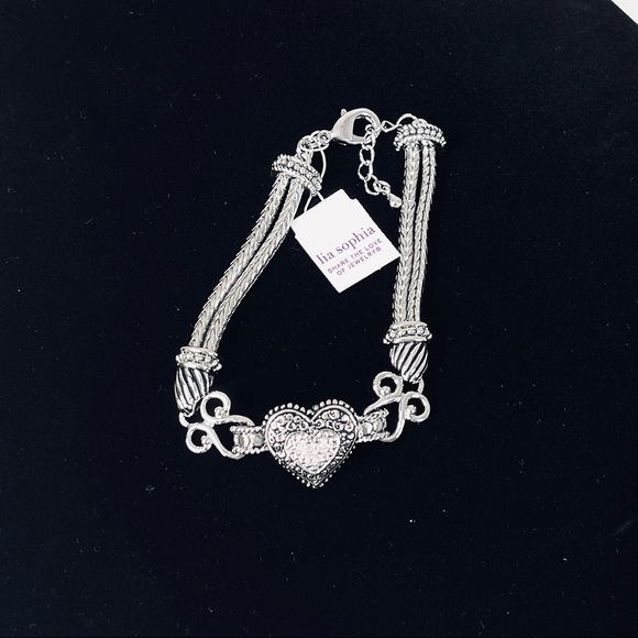 LIA SOPHIA Bracelet LOVE DUST silver chain heart 7.5-8.5 fashion jewelry NEW - Picture 6 of 6